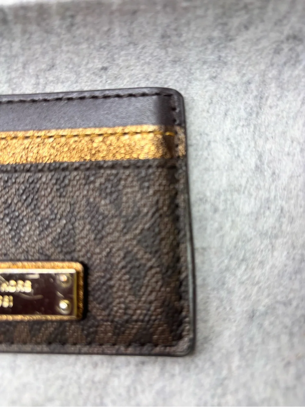 Michael Kors Dark Brown Card Holder with Gold Plate